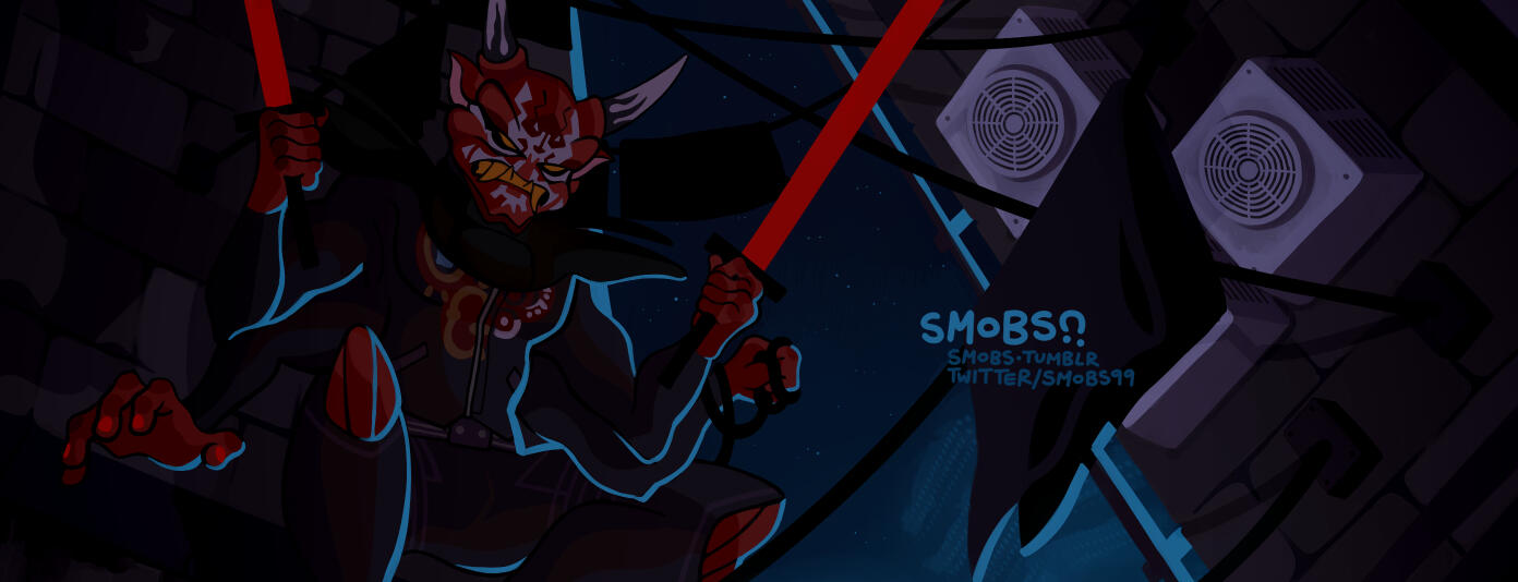 Mr. E from LEGO NINJAGO balanced on a washing line braced between two buildings. The night sky is visible behind him.